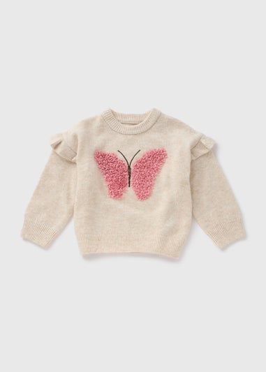 Girls Cream Butterfly Knitted Jumper (1-7yrs)