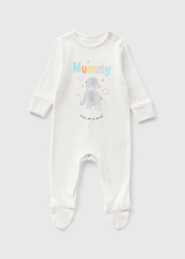 Baby Cream Mummy Elephant Sleepsuits (Newborn-18mths)