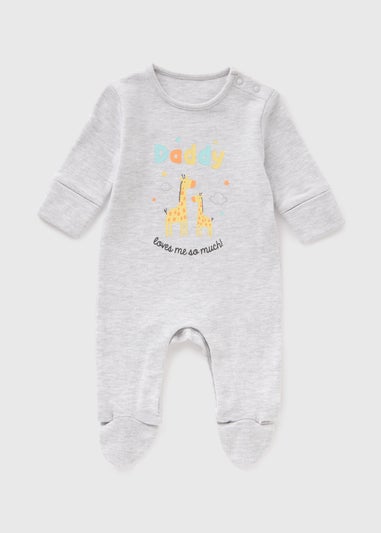 Baby Grey Daddy Giraffe Sleepsuit (Newborn-18mths)