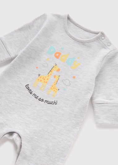 Baby Grey Daddy Giraffe Sleepsuit (Newborn-18mths)