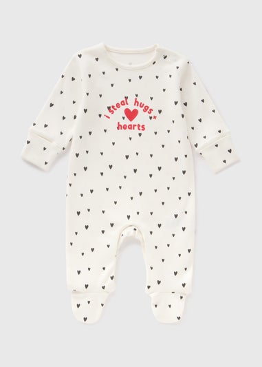 Baby Cream Valentines Sleepsuit (Newborn-18mths)