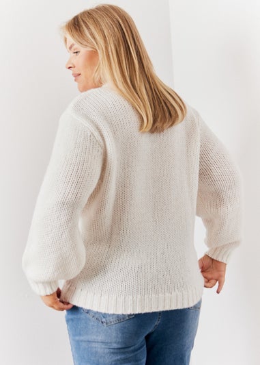 In The Style Jac Jossa Cream Fluffy Jumper