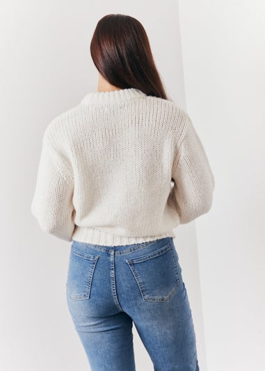 In The Style Jac Jossa Cream Fluffy Jumper