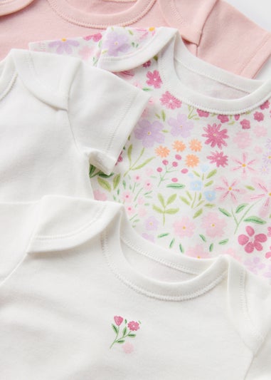 5 Pack Baby Pink Floral Bodysuits (Newborn-23mths)