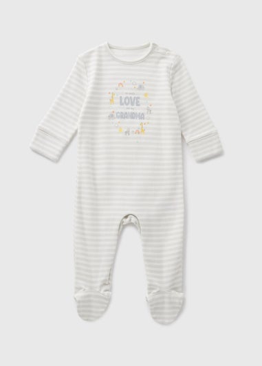 Baby Grey Stripe Grandma Sleepsuit (Newborn-18mths)