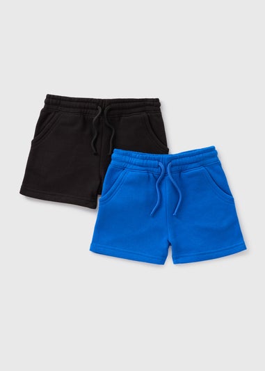 2 Pack Black & Blue Jogger Shorts (1-7yrs)