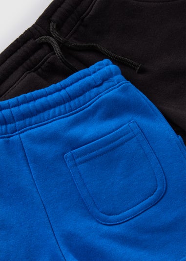 2 Pack Black & Blue Jogger Shorts (1-7yrs)