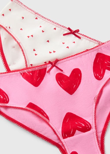 2 Pack Girls Pink Heart Knickers (2-11yrs)