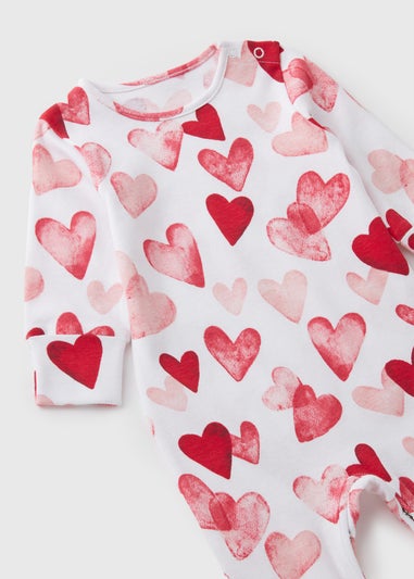 Baby Cream Heart Valentine Sleepsuit (Newborn-18mths)