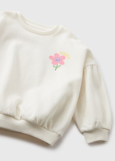 Girls Cream You Make Me Smile Sweatshirt (1-7yrs)