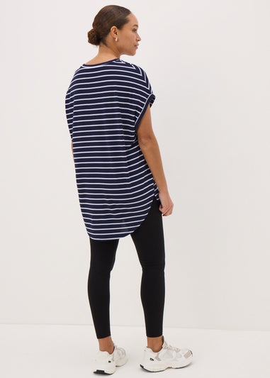 Navy Stripe Longline T-Shirt