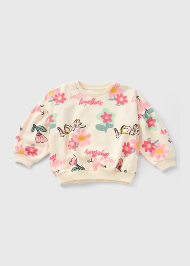 Girls Cream Graffiti Sweatshirt (1-7yrs)