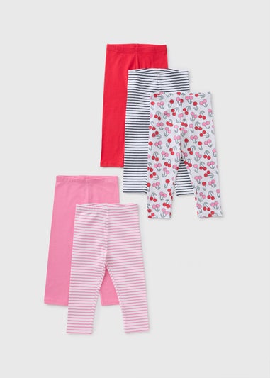 5 Pack Girls Red Cherry Leggings (1-7yrs)