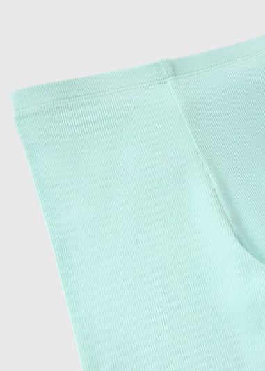 Girls Green Ribbed Leggings (1-7yrs)