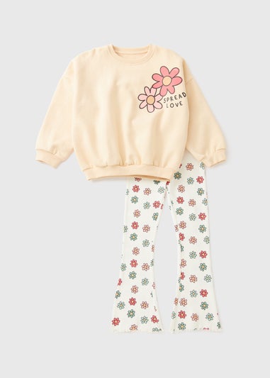 Girls Yellow Floral Sweatshirt & Flare Set (1-7yrs)