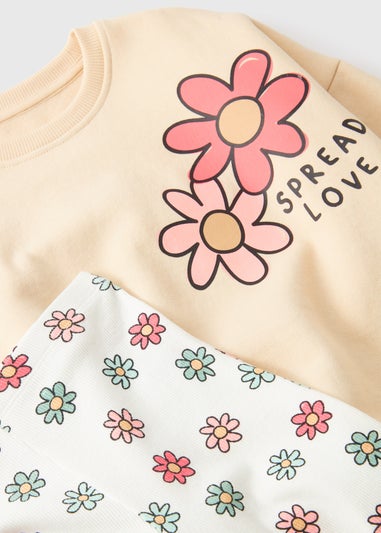 Girls Yellow Floral Sweatshirt & Flare Set (1-7yrs)