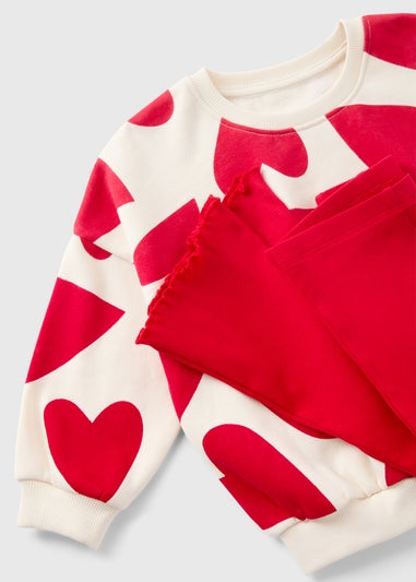 Girls Red Heart Sweatshirt & Flare Set (1-7yrs)