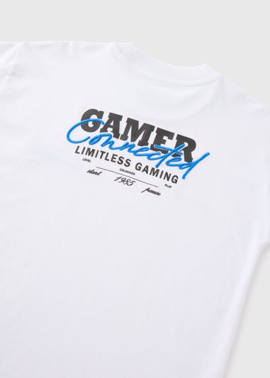 Boys White Gamer Oversized T-Shirt (7-15yrs)