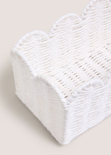 White Scalloped Window Basket Tray