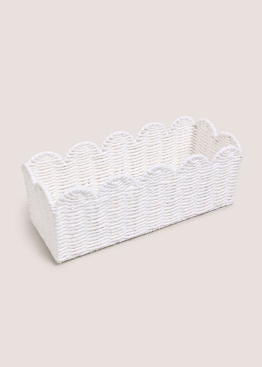 White Scalloped Window Basket Tray