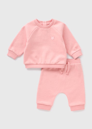 Baby Pink Sweatshirt & Jogging Bottom Set (Newborn-23mths)