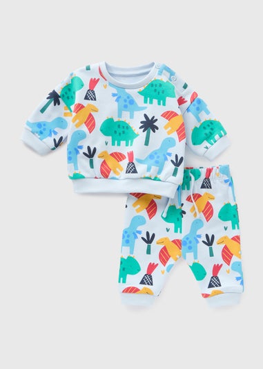 Baby Blue Dino Sweatshirt & Jogging Bottom Set (Newborn-23mths)