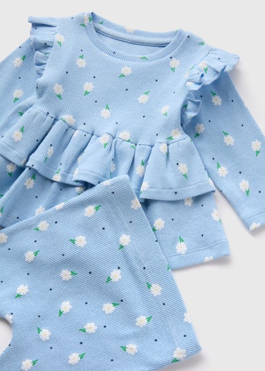 Baby Blue Peplum Flower Top & Legging Set (Newborn-23mths)