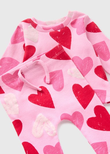 Baby Pink Heart Print Top & Leggings Set (Newborn-23mths)