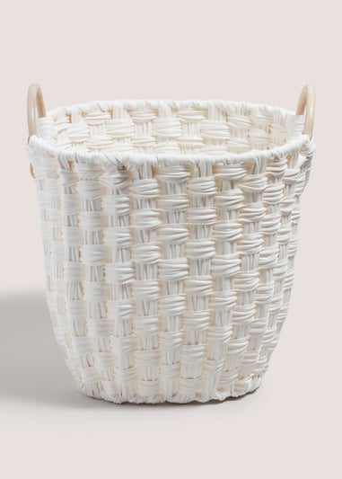 White Wooden Handle Basket