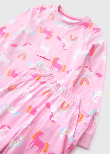 Girls Pink Unicorn Pyjama Set (1-13yrs)