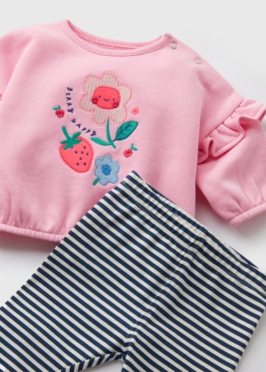 Baby Pink Strawberry Sweatshirt & Leggings Set (Newborn-23mths)