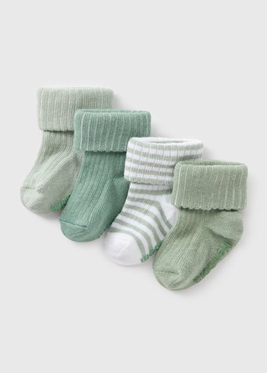 4 Pack Baby Sage Ribbed Socks (Newborn-23mths)