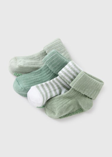 4 Pack Baby Sage Ribbed Socks (Newborn-23mths)