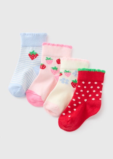 4 Pack Baby Strawberry Socks (Newborn-23mths)