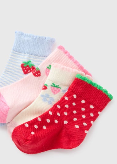 4 Pack Baby Strawberry Socks (Newborn-23mths)