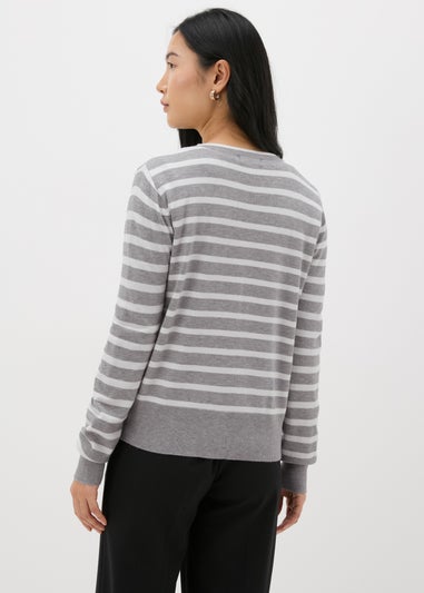 Et Vous Grey Stripe Knit Cardigan