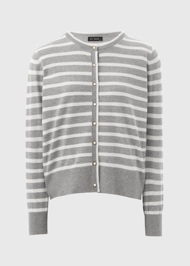 Et Vous Grey Stripe Knit Cardigan