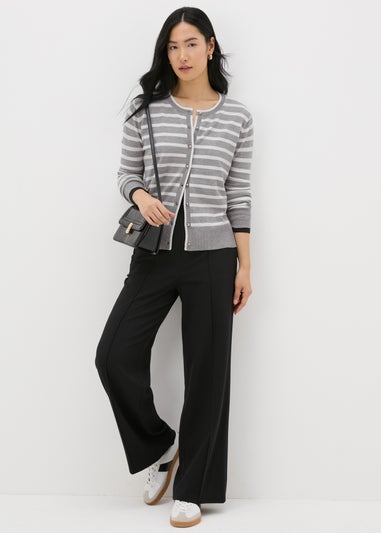 Et Vous Grey Stripe Knit Cardigan