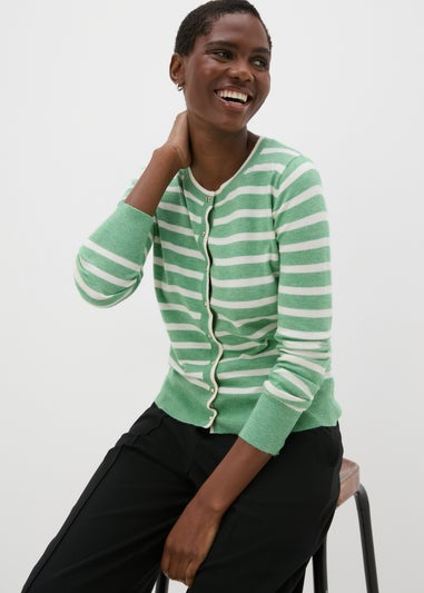 Et Vous Green Stripe Knit Cardigan