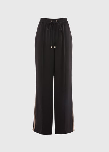 Et Vous Black Side Stripe Wide Leg Trousers