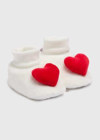 Baby White Heart Valentines Sock Boots (Newborn-18mths)