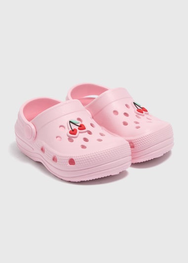 Girls Pink Cherry Clogs (Younger 4/5-Older 5/6)