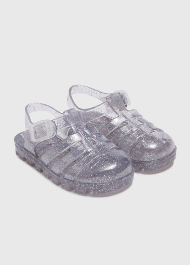 Girls Silver Glitter Jelly Shoes (Younger 4-12)