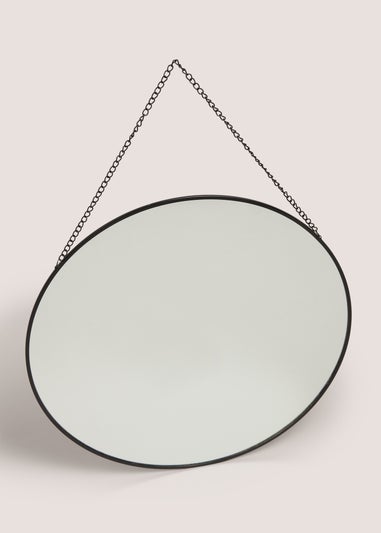 Round Mirror with Black Chain (40cm x40cm x1cm)