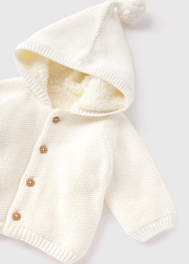 Baby Cream Borg Lined Cardigan (Newborn-23mths)