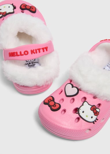 Hello Kitty Kids Pink Faux Fur Clogs (Young 6-Older 13)