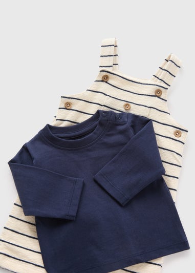 Baby Cream Stripe Top & Dungaree Set (Newborn-23mths)