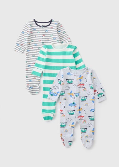 3 Pack Baby Transport Sleepsuits (Newborn-18mths)