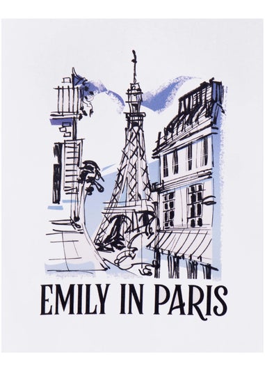 Emily In Paris White Sketchy Cityscape Short-Sleeved T-Shirt