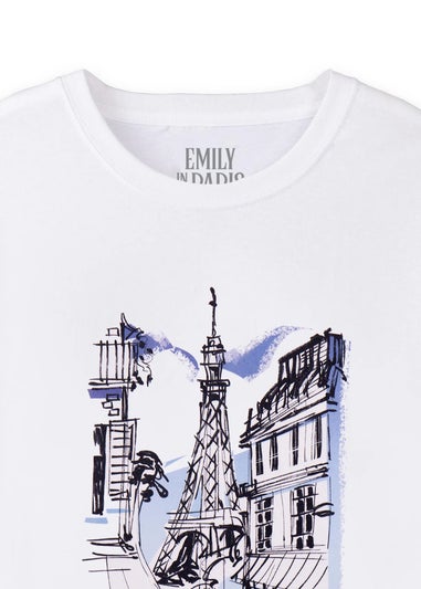 Emily In Paris White Sketchy Cityscape Short-Sleeved T-Shirt